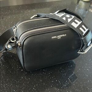 Karl Lagerfeld Black Belt Bag with Adjustable Strap